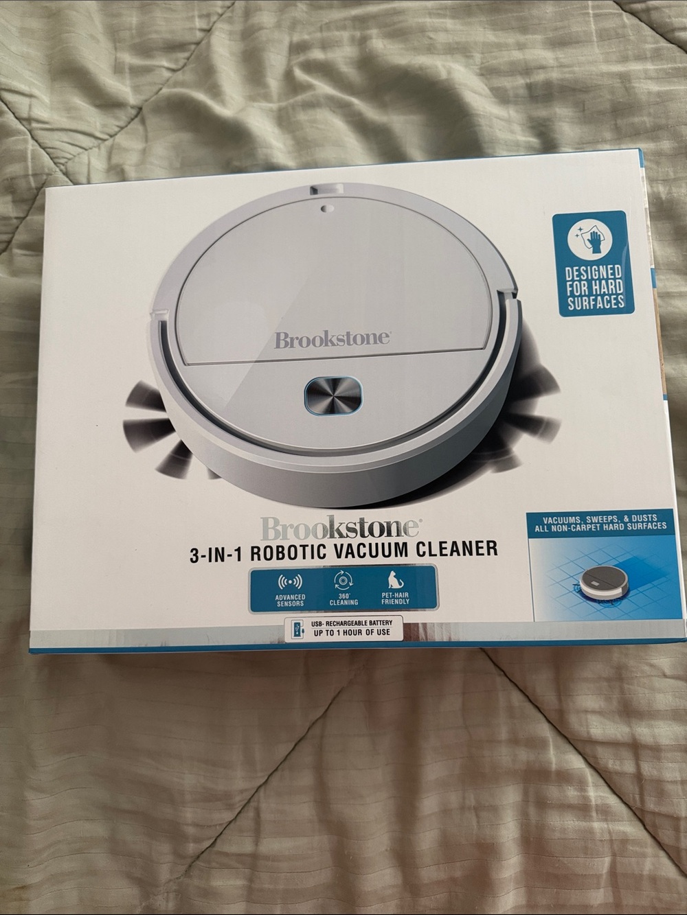 Brookstone White 3-in-1 Robotic Vacuum Cleaner